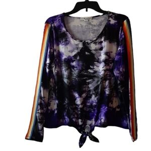 Eye candy tie dye purple rainbow striped long sleeve top